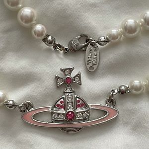 Vivienne Westwood Pink Orb Pearl Choker Necklace